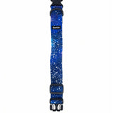 Cosmic Canvas dog collar in 4 cm width, full flat-lay view, REPREVE canvas strap with ECONABLE buckle, EU-made.