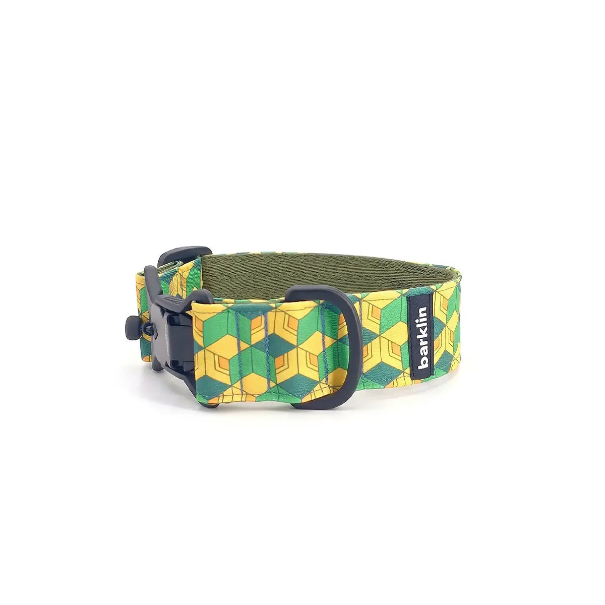 Breites Hundehalsband 4 cm Pixel Grid Muster zeigt vollständige Bogenstruktur und Breitenprofil